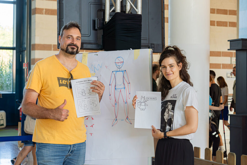 I docenti di Studio Arti Visive: Elisa Canaglia e Simone Paoloni in un momento del laboratorio Back to School