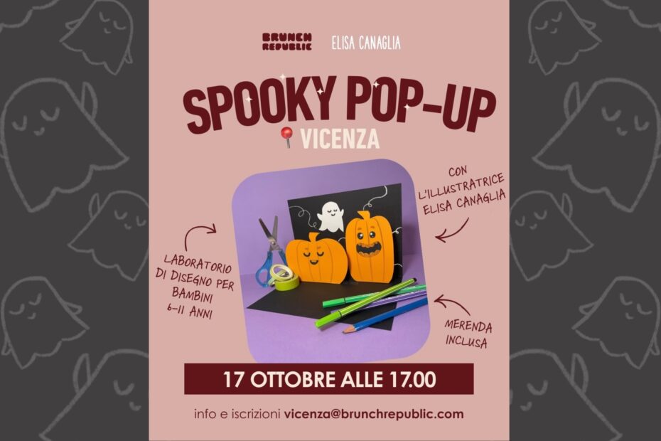 Elaborato in pop-up realizzato in carta con due zucche e un fantasmino